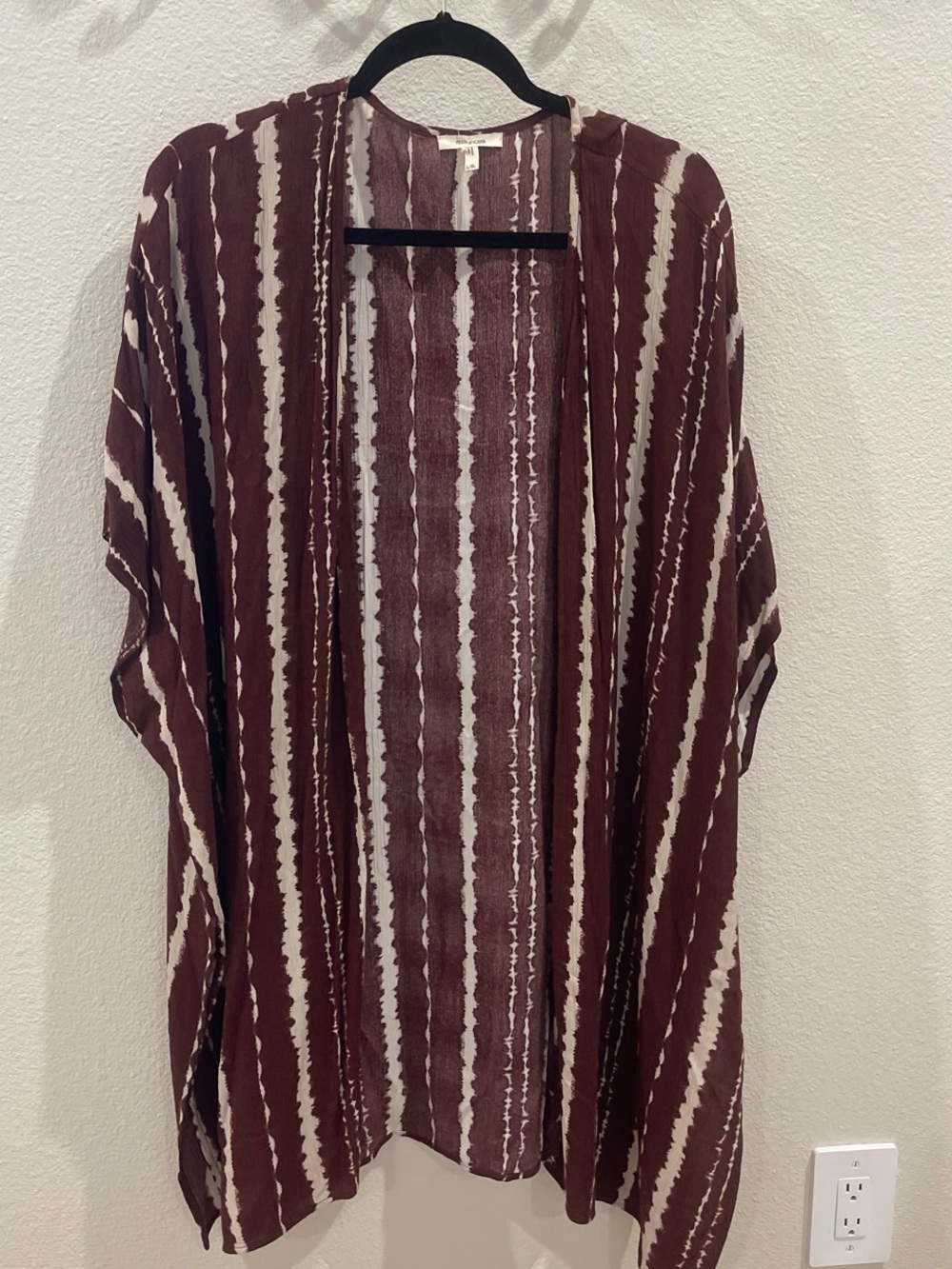 Maurices Brown and Cream Striped Open-Front Kimono